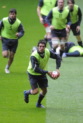11.03.08 - Wales Rugby Training - James Hook in action during training 
