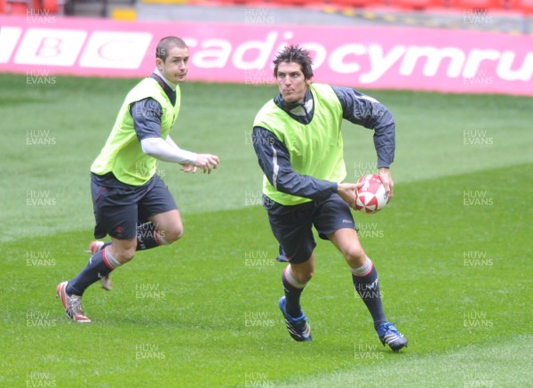 11.03.08 - Wales Rugby Training - James Hook in action during training 
