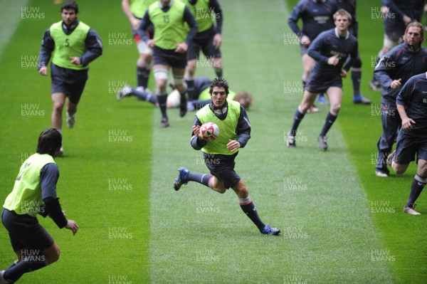 11.03.08 - Wales Rugby Training - James Hook in action during training 