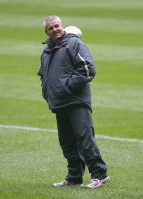 14.02.08 - Wales Rugby Training - Wales Coach, Warren Gatland all smiles during training 