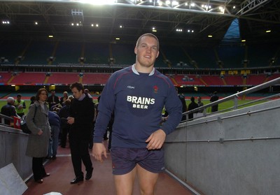 22.11.07 - Wales Rugby Training - Gethin Jenkins leaves training at the Millennium Stadium 