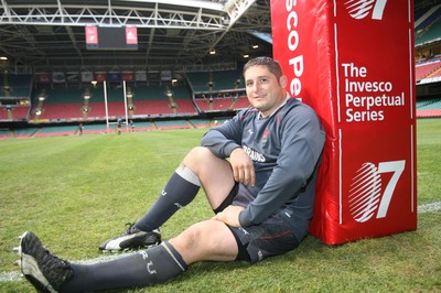 22.11.07 Wales rugby training... Rhys Thomas on the pitch at the Millennium Stadium in Cardiff. 