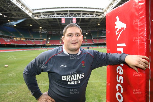 22.11.07 Wales rugby training... Rhys Thomas on the pitch at the Millennium Stadium in Cardiff. 