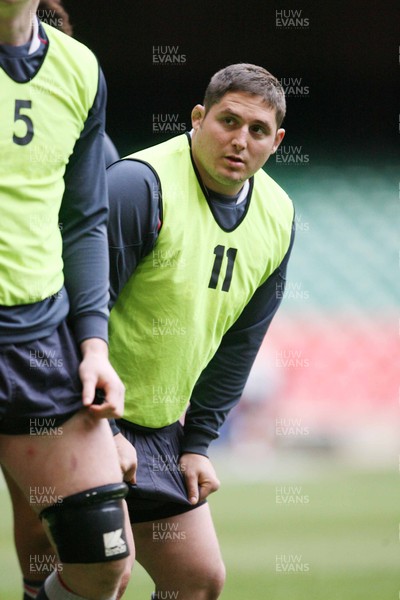22.11.07 Wales rugby training... Rhys Thomas on the pitch at the Millennium Stadium in Cardiff. 