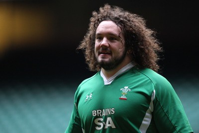 25.02.09 - Wales Rugby Training -  Adam Jones during training 