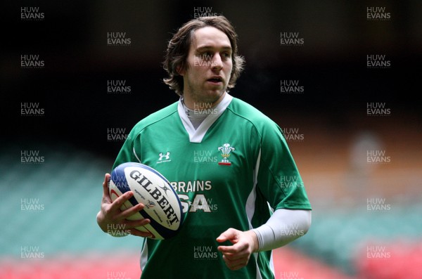 25.02.09 - Wales Rugby Training - Ryan Jones in action during training. 