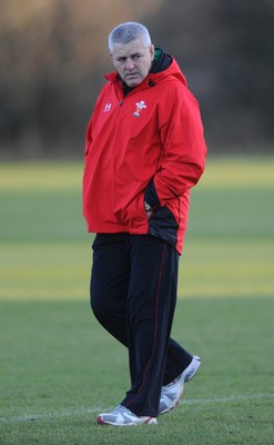 25.11.08 - Wales Rugby Training - Wales Coach, Warren Gatland looks on during training 