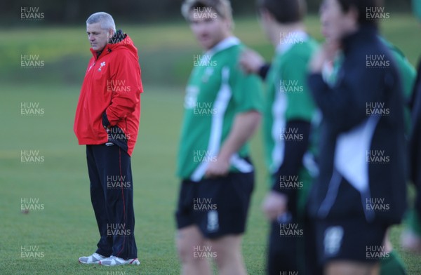 25.11.08 - Wales Rugby Training - Wales Coach, Warren Gatland looks on during training 