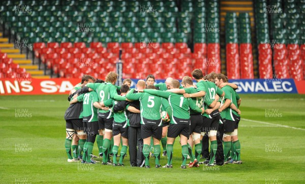 28.11.08 - Wales Rugby Training - A Wales team huddle during training 