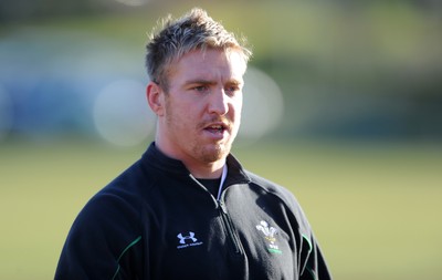 29.01.10 - Wales Rugby Training - Andy Powell looks on during training. 