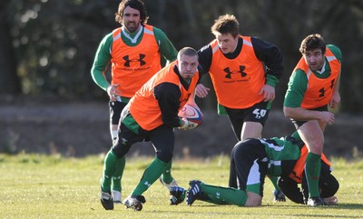 29.01.10 - Wales Rugby Training - Richie Rees during training. 