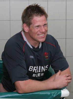 25.07.07 Wales World Cup Squad Training, St. Nazaire, France Rhys Thomas takes to the ice bath following full contact training at  Wales' training camp in St. Nazaire, France. 