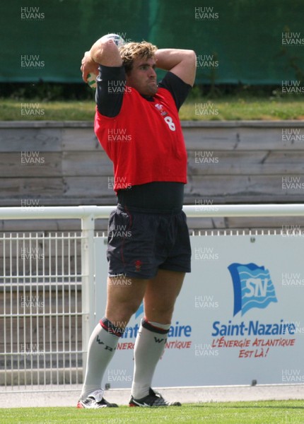 25.07.07 Wales World Cup Squad Training, St. Nazaire, France Huw Bennett prepares to throw into a lineout during full contact training at  Wales' training camp in St. Nazaire, France. 