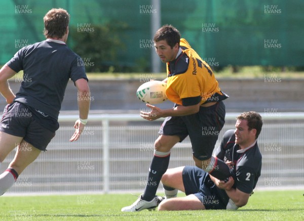 25.07.07 Wales World Cup Squad Training, St. Nazaire, France Gavin Henson in action during full contact training at  Wales' training camp in St. Nazaire, France. 