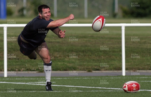 25.07.07 Wales World Cup Squad Training, St. Nazaire, France Gareth Cooper throws out a pass during the morning session at  Wales' training camp in St. Nazaire, France. 
