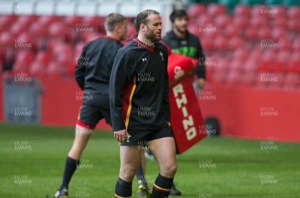 030216 - Wales rugby training session, Principality Stadium - Jamie Roberts during a training session at the Principality Stadium ahead of the Six Nations match against Ireland