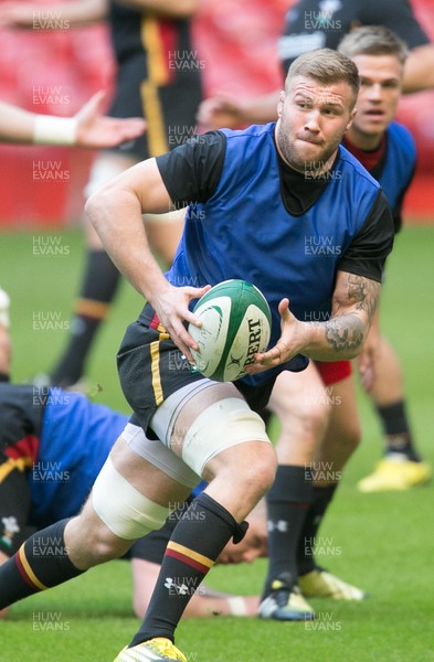 030216 - Wales rugby training session, Principality Stadium - Ross Moriarty during a training session at the Principality Stadium ahead of the Six Nations match against Ireland