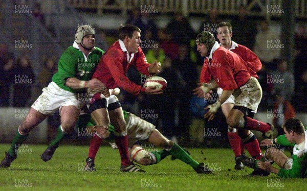 290100 - Welsh Rugby Trial Match -   Mark Taylor is tackled by Tyronne Maulin