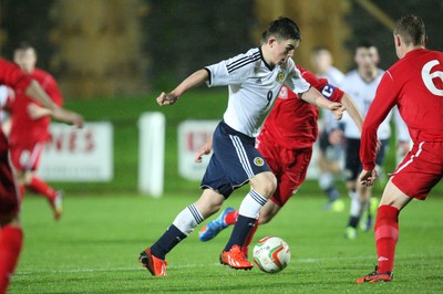 311013 - Wales v Scotland Under 16 Victory Shield International, Aberystwyth - Scotland's Kevin O'Hara fires shot at goal