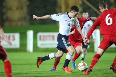 311013 - Wales v Scotland Under 16 Victory Shield International, Aberystwyth - Scotland's Kevin O'Hara fires shot at goal