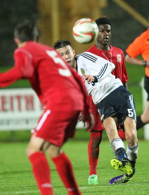 311013 - Wales v Scotland Under 16 Victory Shield International, Aberystwyth - Scotland's Daniel Harvie fires shot at goal