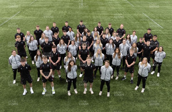 060423 - The combined Wales Mens and Womens U18 teams ahead of their departure for their respective 2023 Six Nations Under-18 Festivals