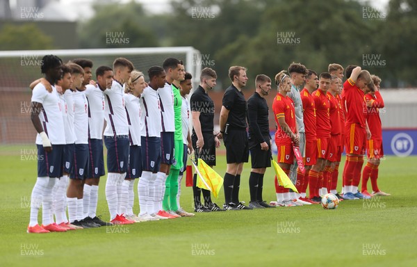 030921 - Wales U18 v England U18, International Friendly Match - The teams line up for the anthems at the start of the match