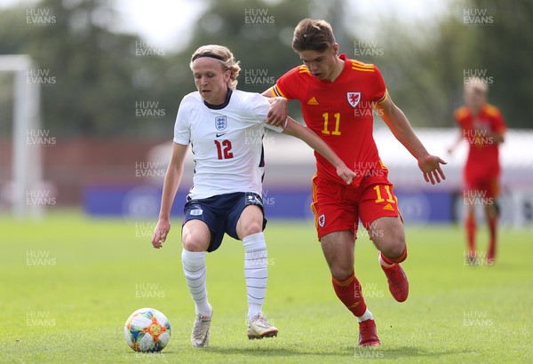 030921 - Wales U18 v England U18, International Friendly Match - Cian Ashford of Wales and Samuel Braybrooke of England compete for the ball