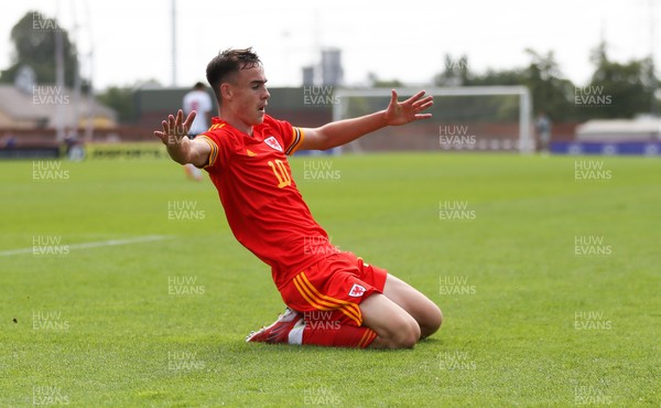 030921 - Wales U18 v England U18, International Friendly Match - Luke Harris of Wales celebrates after he scores goal