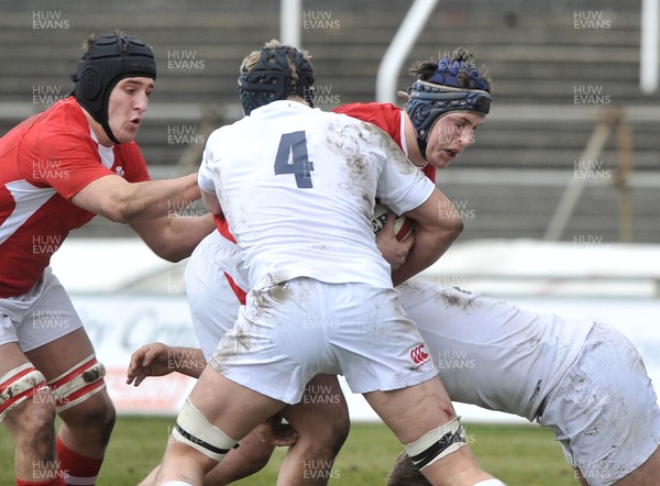 100311 - Wales U18 v England U18 - Ryan Elias of Wales is tackled