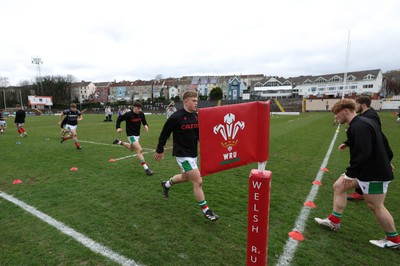 260323 - Wales U18 v England U18 - The Wales team warm up ahead of the match