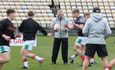 260323 - Wales U18 v England U18 - The Wales team warm up ahead of the match