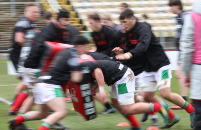 260323 - Wales U18 v England U18 - The Wales team warm up ahead of the match