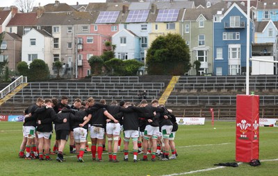 260323 - Wales U18 v England U18 - Wales head coach Richie Pugh during the Wales team warm up ahead of the match