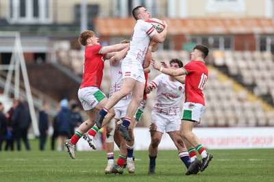 260323 - Wales U18 v England U18 - Frank McMillan of England takes the ball