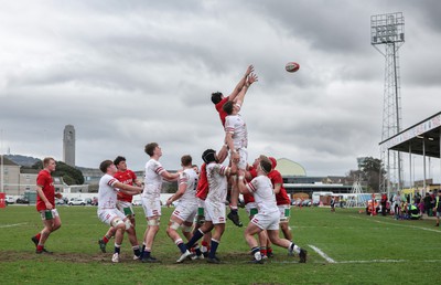 260323 - Wales U18 v England U18 - Wales and England contest a line out during the match