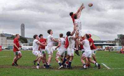 260323 - Wales U18 v England U18 - Wales and England contest a line out during the match