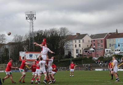 260323 - Wales U18 v England U18 - Wales and England contest a line out during the match