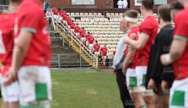 260323 - Wales U18 v England U18 - The Wales team make their way to the pitch
