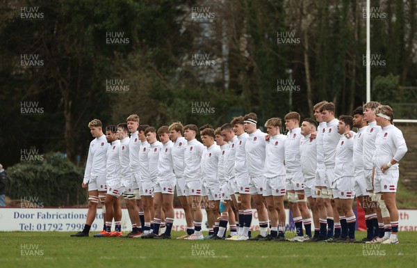 260323 - Wales U18 v England U18 - The England team line up for the anthem