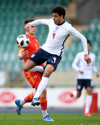 290321 - Wales U18 v England U18 - Under 18 International Match - Ryan Viggars of Wales and CJ Egan-Riley of England