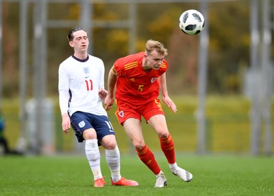 290321 - Wales U18 v England U18 - Under 18 International Match - Louie Barry of England and Taylor Jones of Wales