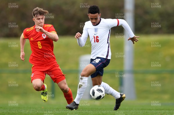 290321 - Wales U18 v England U18 - Under 18 International Match - Aaron Ramsey of England and Oli Ewing of Wales