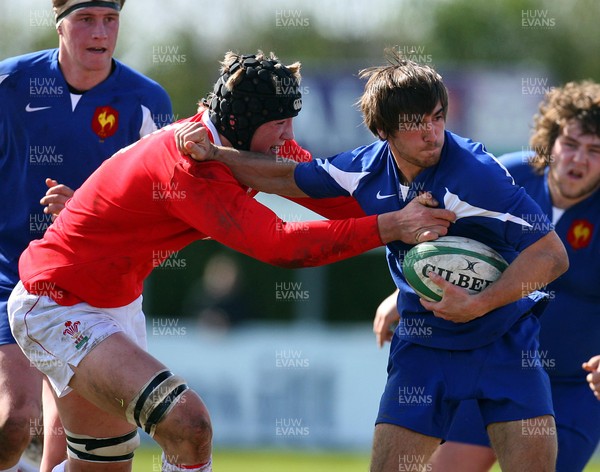 01.04.08 - Wales v France - Under 18 Six Nations 2008 - France's Julien Cabannes gets tackled by Lloyd Peers of Wales  