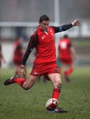 24.02.08 .. Wales U18 XV v France U18 Academy, Ebbw Vale -  Wales' Matthew Jarvis takes kick at goal 
