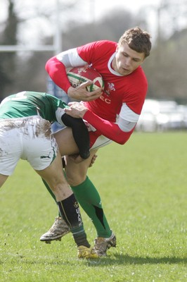 02.04.10 Ireland U18 v Wales U18 - Under 18s 5 Nations Festival -  Wales' Tom Prydie is tackled by Ireland's Sam Coghlan-Murray. 