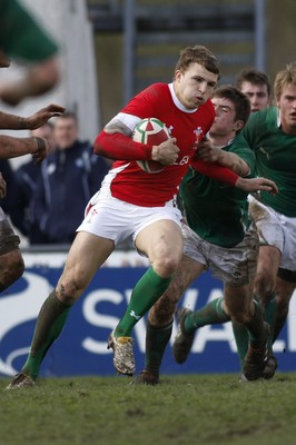 02.04.10 Ireland U18 v Wales U18 - Under 18s 5 Nations Festival -  Wales' Tom Prydie powers fends off Ireland's Adam Clarkin. 