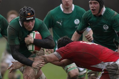 02.04.10 Ireland U18 v Wales U18 - Under 18s 5 Nations Festival -  Ireland's Daniel Qualter runs at Wales' Cory Hill. 