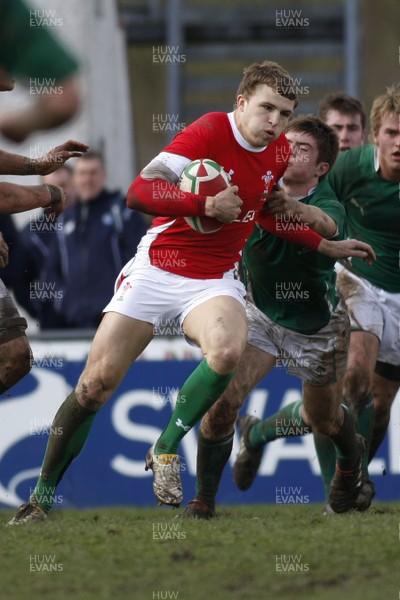 02.04.10 Ireland U18 v Wales U18 - Under 18s 5 Nations Festival -  Wales' Tom Prydie powers fends off Ireland's Adam Clarkin. 