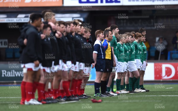 040418 - Wales U18 v Ireland U18 - Under 18 Six Nations Festival - Wales and Ireland during the anthems